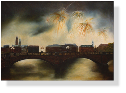 Feuerwerk über der Alster 
(11) 70 x 110 cm, 1996